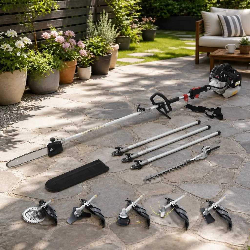65CC Petrol Pole Chainsaw 7-in-1 Multi-Tool Hedge Trimmer Brush Cutter Whipper