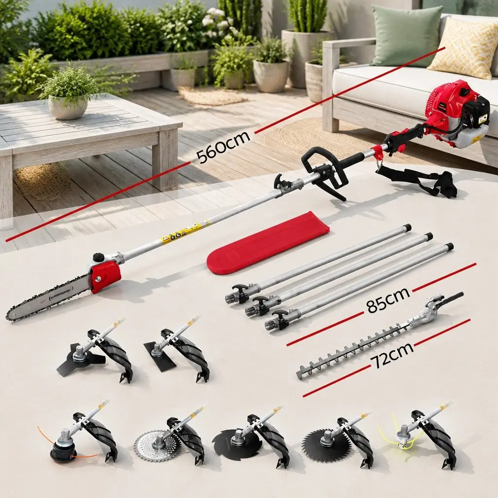 65CC Pole Chainsaw Hedge Trimmer Brush Cutter Whipper Snipper 9-in-1 Multi Tool