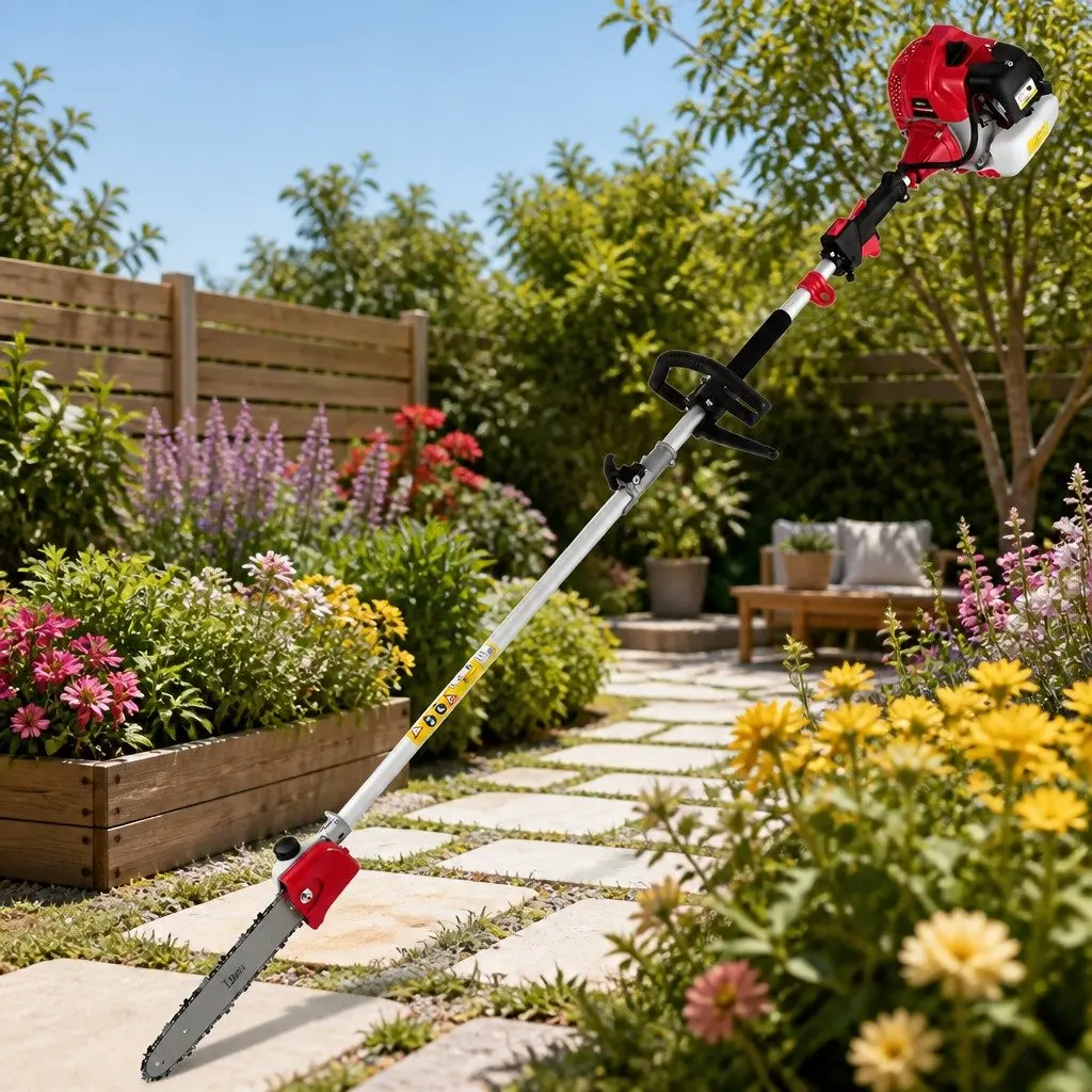 65CC Pole Chainsaw Hedge Trimmer 12in Bar 5.6m Reach Petrol Saw