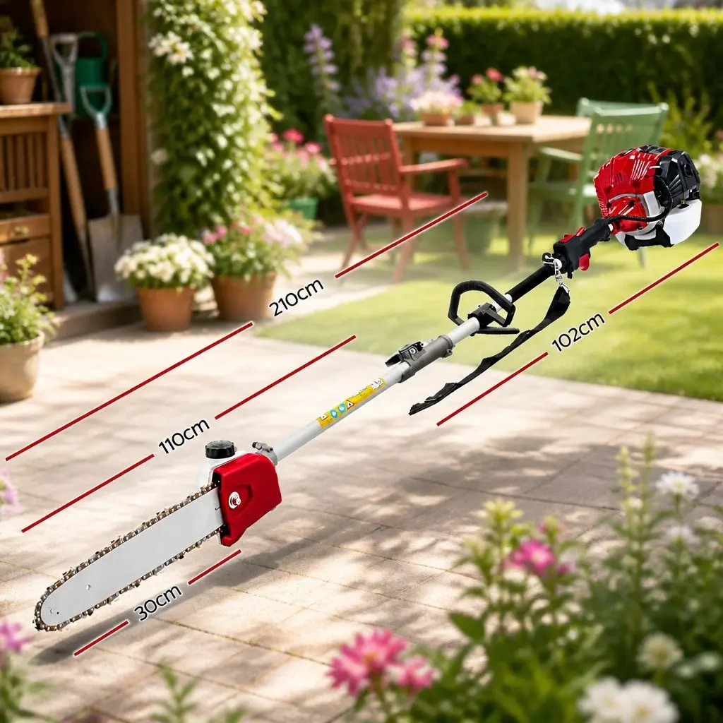 Petrol Pole Chainsaw 2 Stroke 52cc Tree Pruner Long Reach 12 Inch Bar Cutter