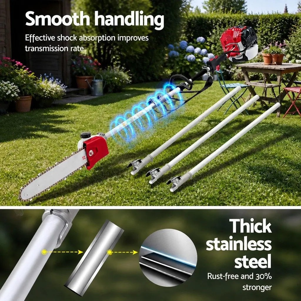 Petrol Pole Chainsaw 2 Stroke 52cc Tree Pruner Long Reach 12 Inch Bar Cutter