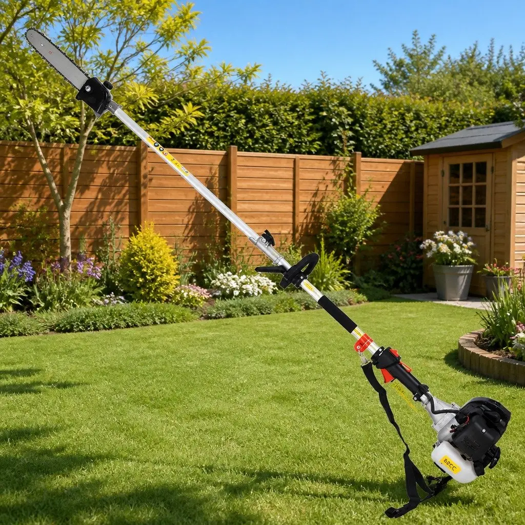 62CC Pole Chainsaw Hedge Trimmer Brush Cutter Whipper Snipper 9-in-1 Garden Tool Silver Black