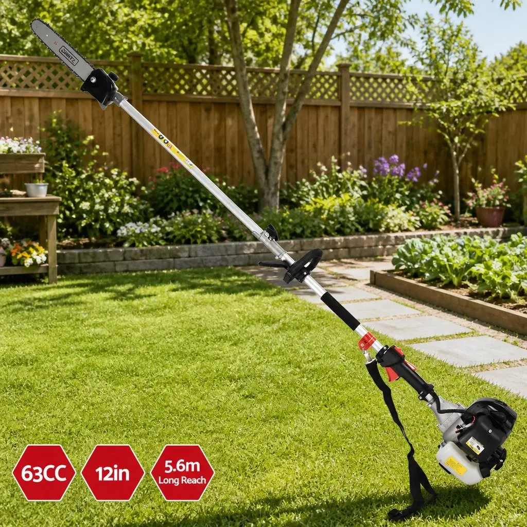 Pole Chainsaw 63cc Petrol 12 Inch Bar 5.6m Reach Pruning Tool