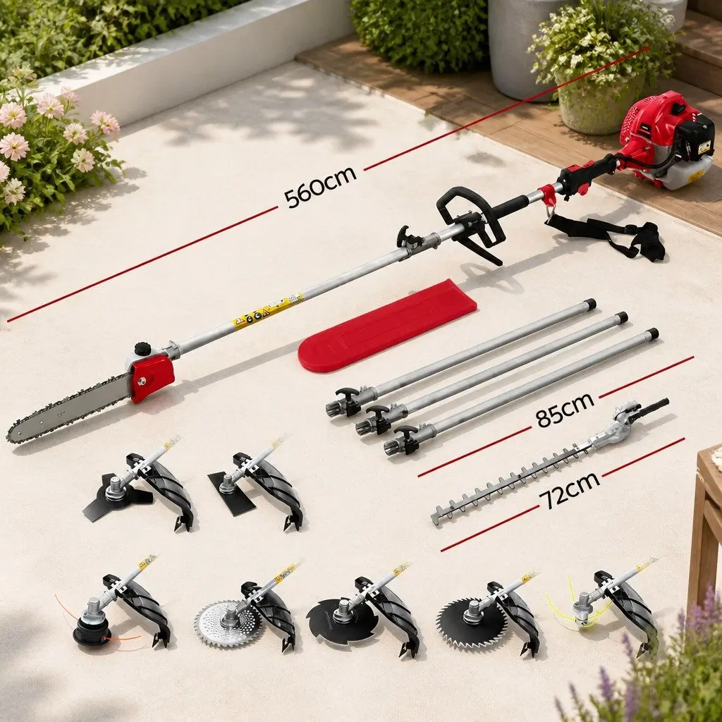 62CC Pole Chainsaw Hedge Trimmer Brush Cutter Whipper Snipper 9-in-1 Tool 5.6m