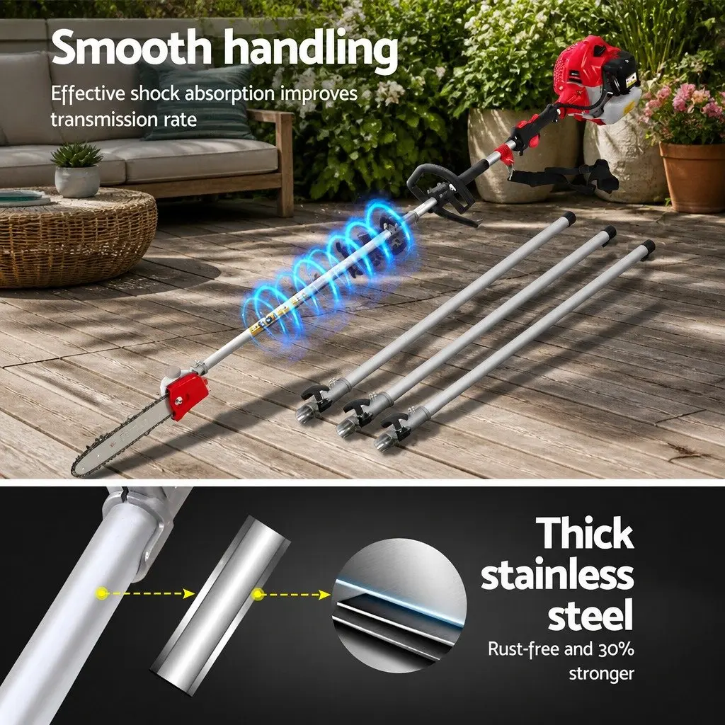 62CC Pole Chainsaw Hedge Trimmer Brush Cutter Whipper Snipper 9-in-1 Tool 5.6m