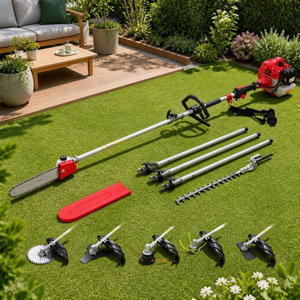 62CC Pole Chainsaw Multi-Tool Hedge Trimmer Brush Cutter Whipper Snipper 5.6m Red Black