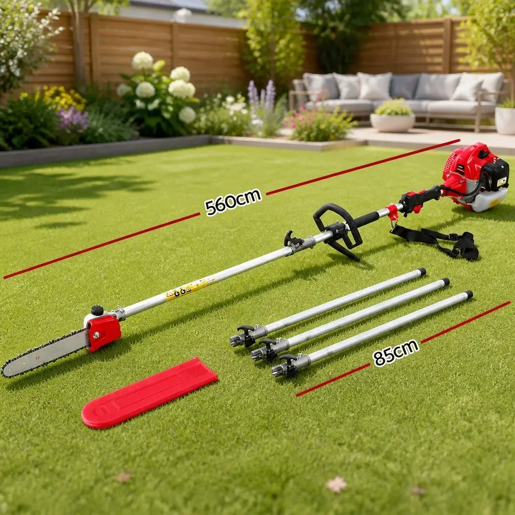Pole Chainsaw Petrol Pruning Saw 62CC 12in Bar 5.6m Reach Red or Black