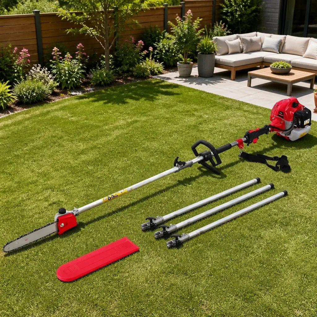 Pole Chainsaw Petrol Pruning Saw 62CC 12in Bar 5.6m Reach Red or Black