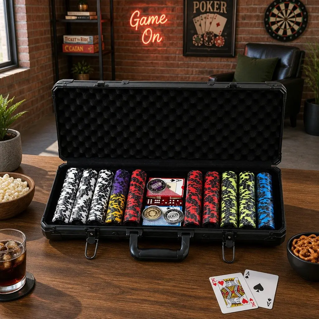 Poker Chip Set 500 Piece 14g Heavyweight Chips Casino Party Game with Aluminium Case