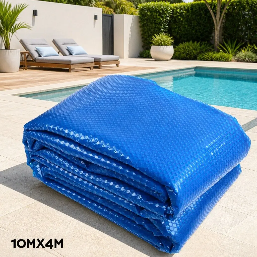 Pool Cover 10x4m Solar Blanket 500 Micron Blue with Aluminium Roller Kit
