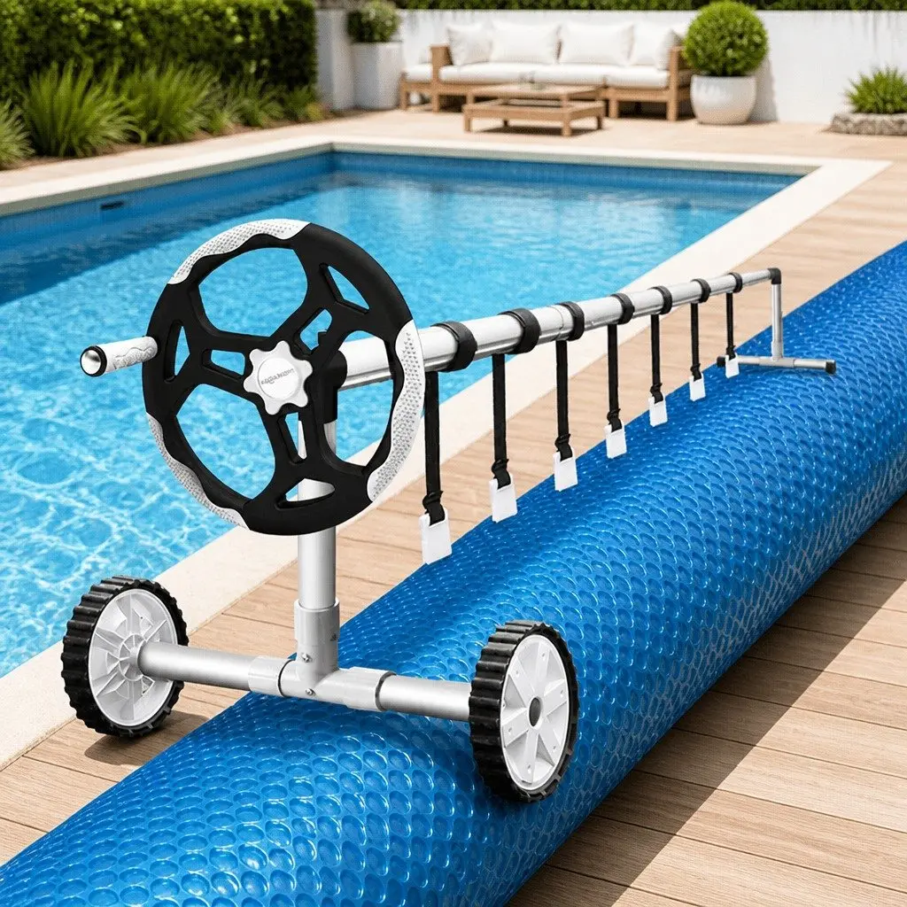 Solar Pool Cover 10x4m Blue 500 Micron with Aluminium Roller System