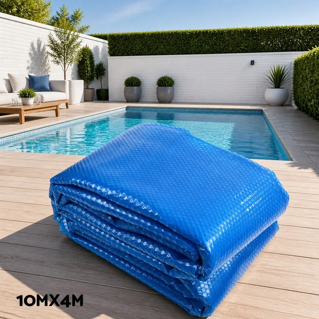 Solar Pool Cover 10x4m Blue 500 Micron with Aluminium Roller System