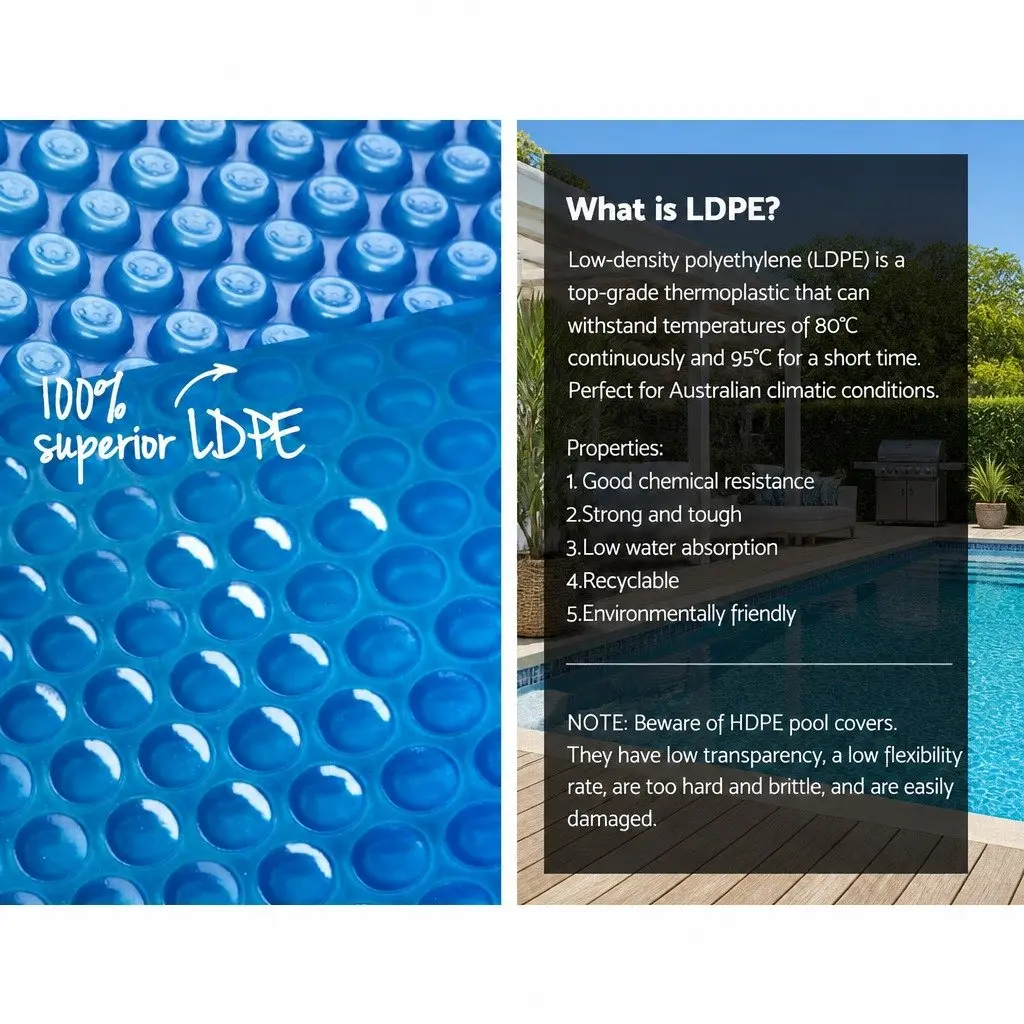 Solar Pool Cover 10x4m Blue 500 Micron with Aluminium Roller System