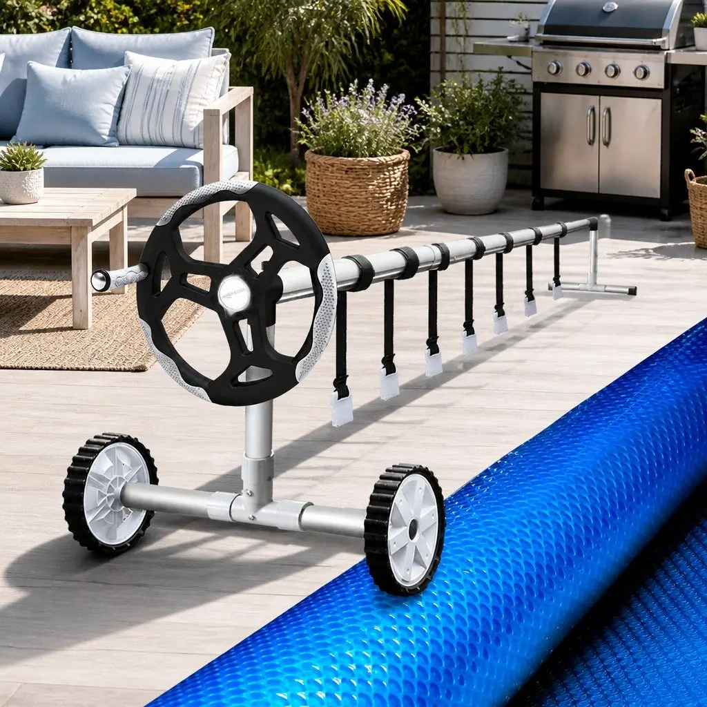 Solar Pool Cover 10x4m Blue 500 Micron with Aluminium Roller System