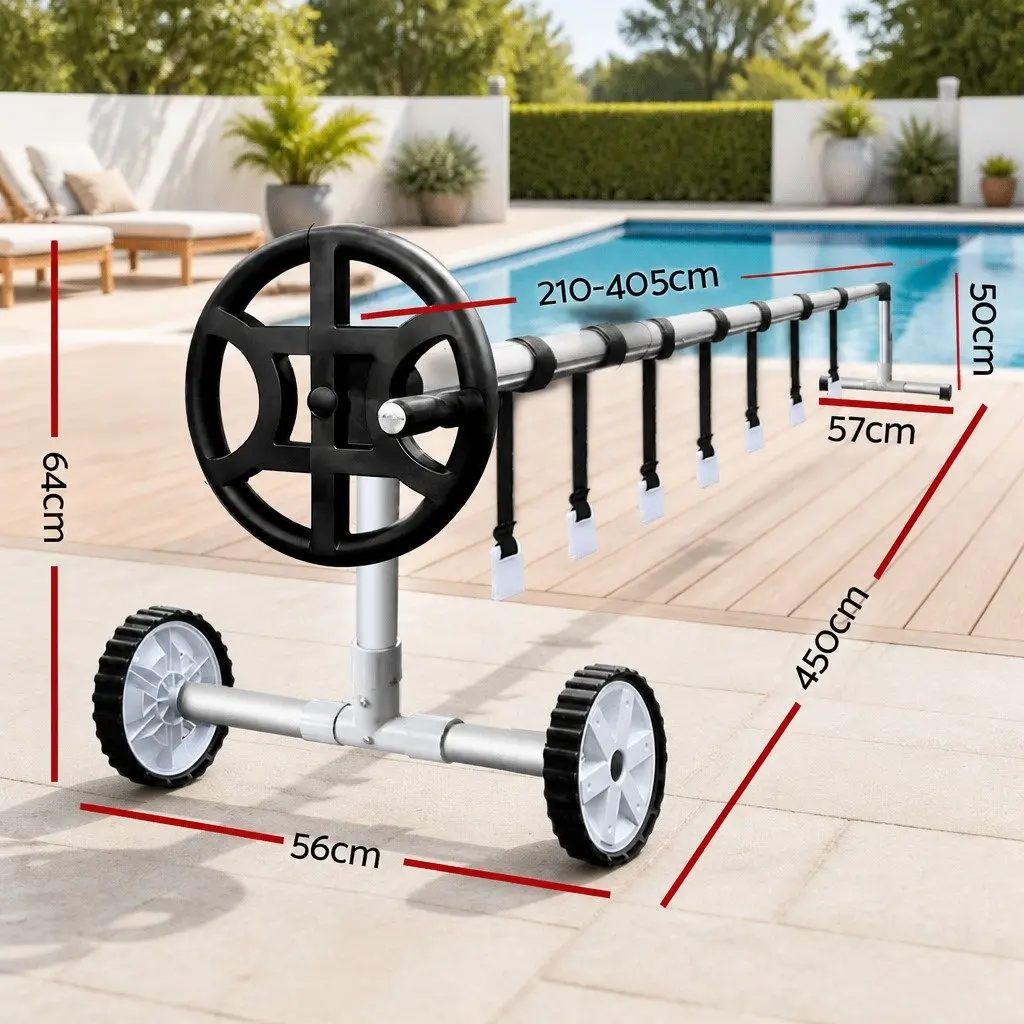 Pool Cover Solar Blanket 10m x 4m 500 Micron Blue with Aluminium Roller Crank System