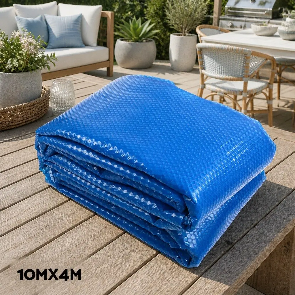 Pool Cover Solar Blanket 10m x 4m 500 Micron Blue with Aluminium Roller Crank System