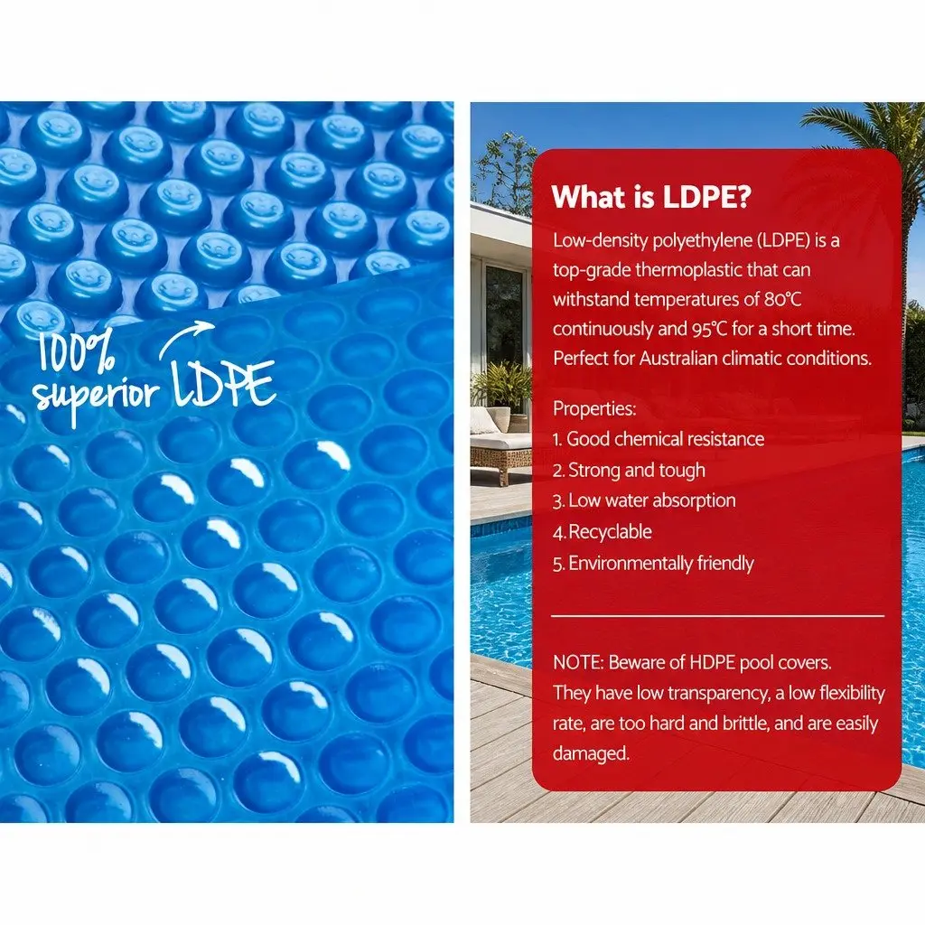 Solar Pool Cover Heat Retention 10x4m 500 Micron Blue