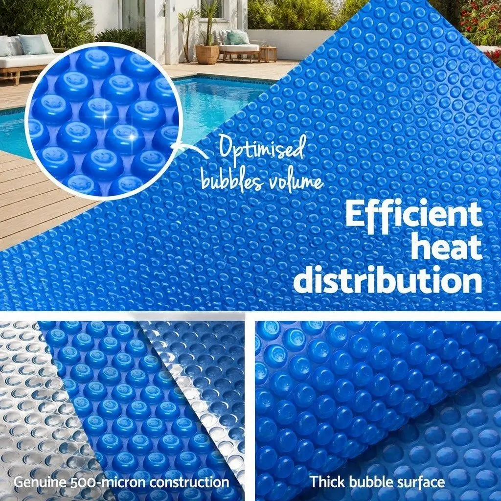 Solar Pool Cover Heat Retention 10x4m 500 Micron Blue