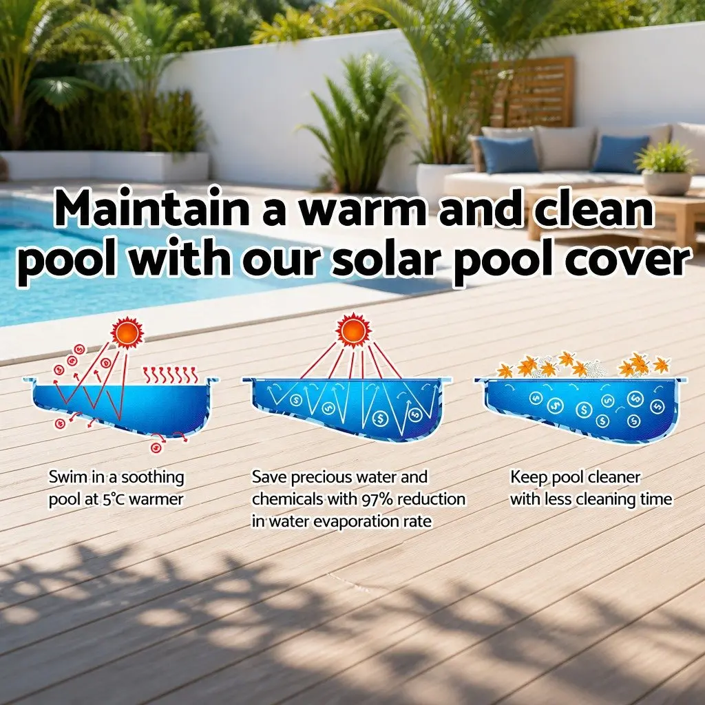 Solar Pool Cover Heat Retention 10x4m 500 Micron Blue