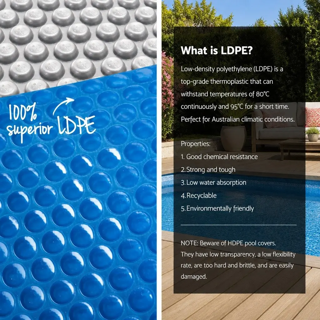 Pool Cover Solar Blanket 10.5m x 4.2m Blue with Aluminium Roller 500 Micron