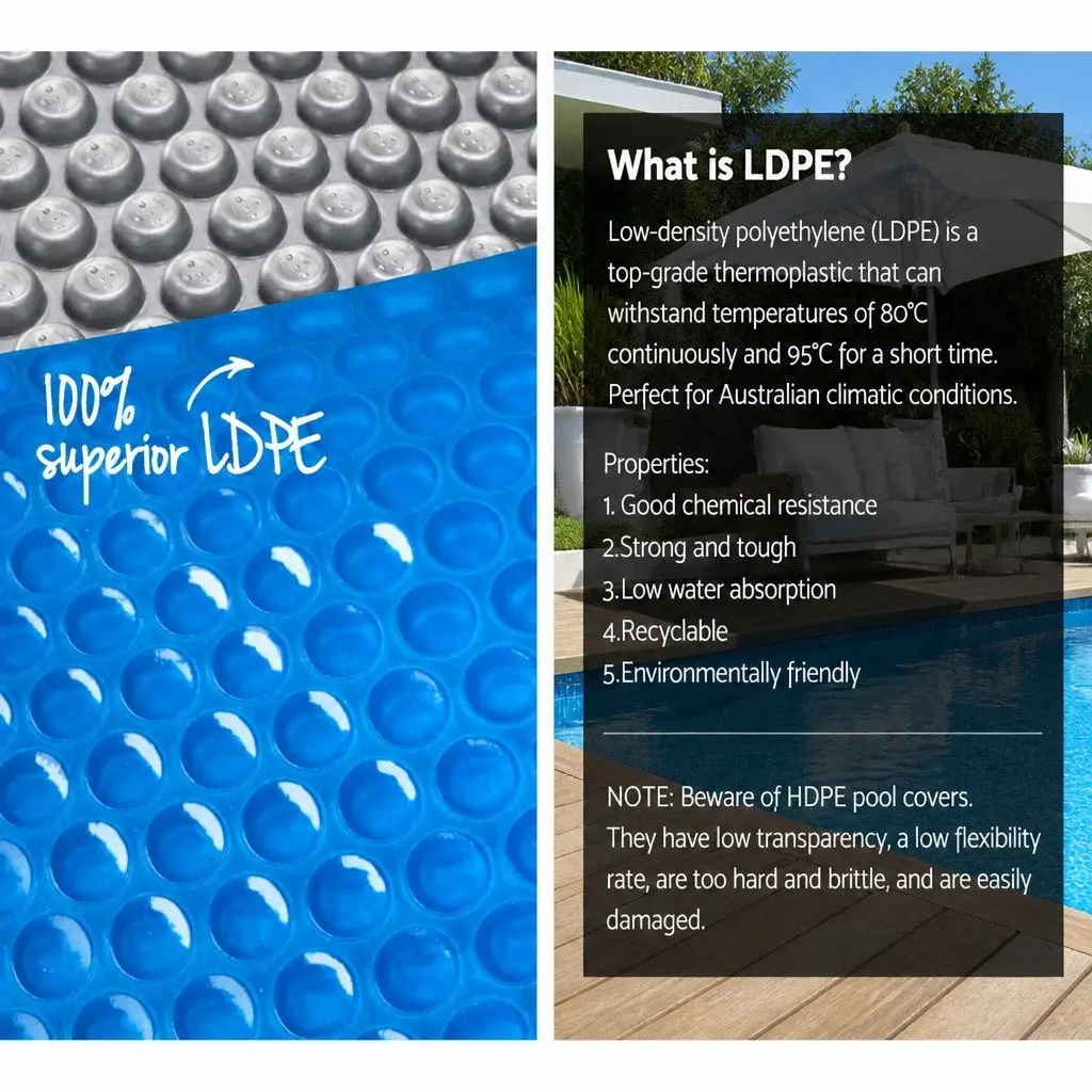 Solar Blanket Pool Cover 10.5x4.2m 500 Micron Blue with Adjustable Aluminium Roller