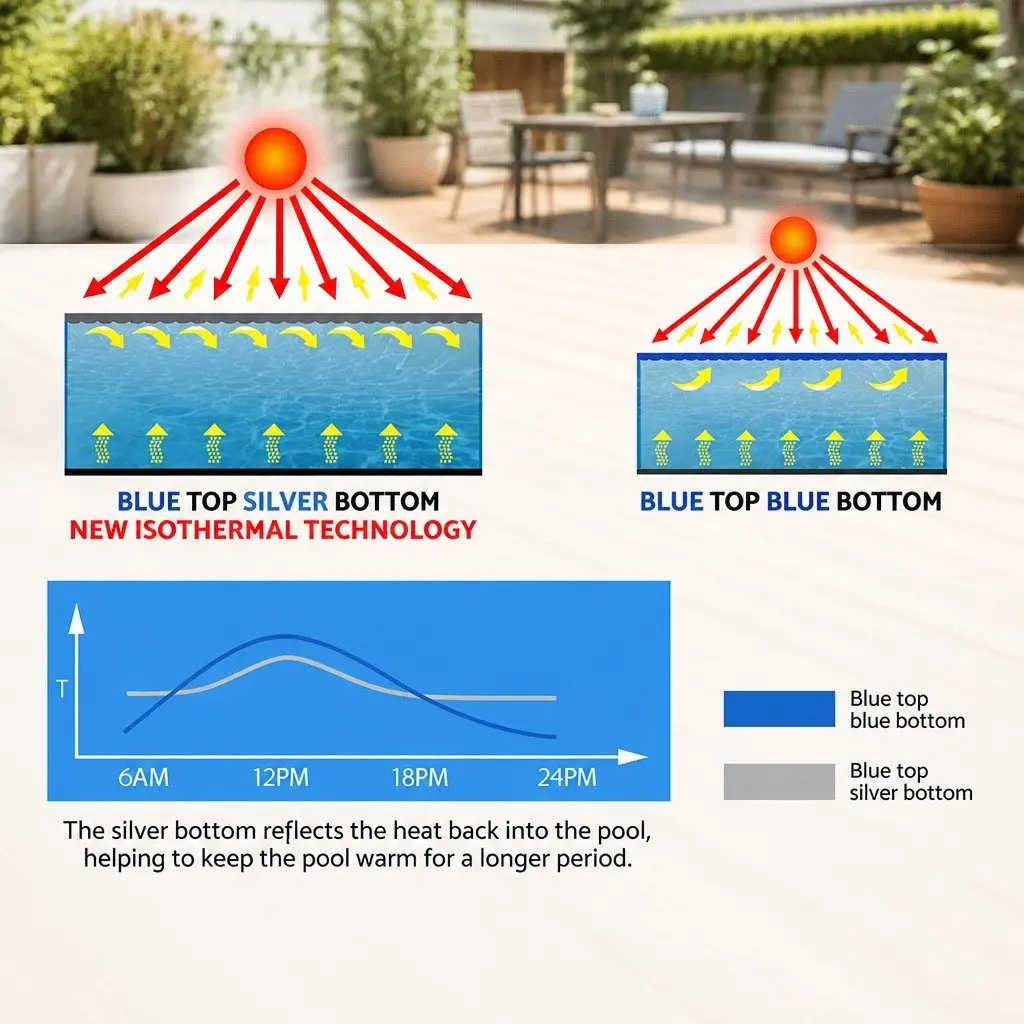 Solar Pool Cover 10.5x4.2m 500 Micron Blue Silver Isothermal Swimming