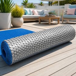 Solar Pool Cover 600 Micron Bubble Heat Blanket Blue Silver 10.5m x 4.2m