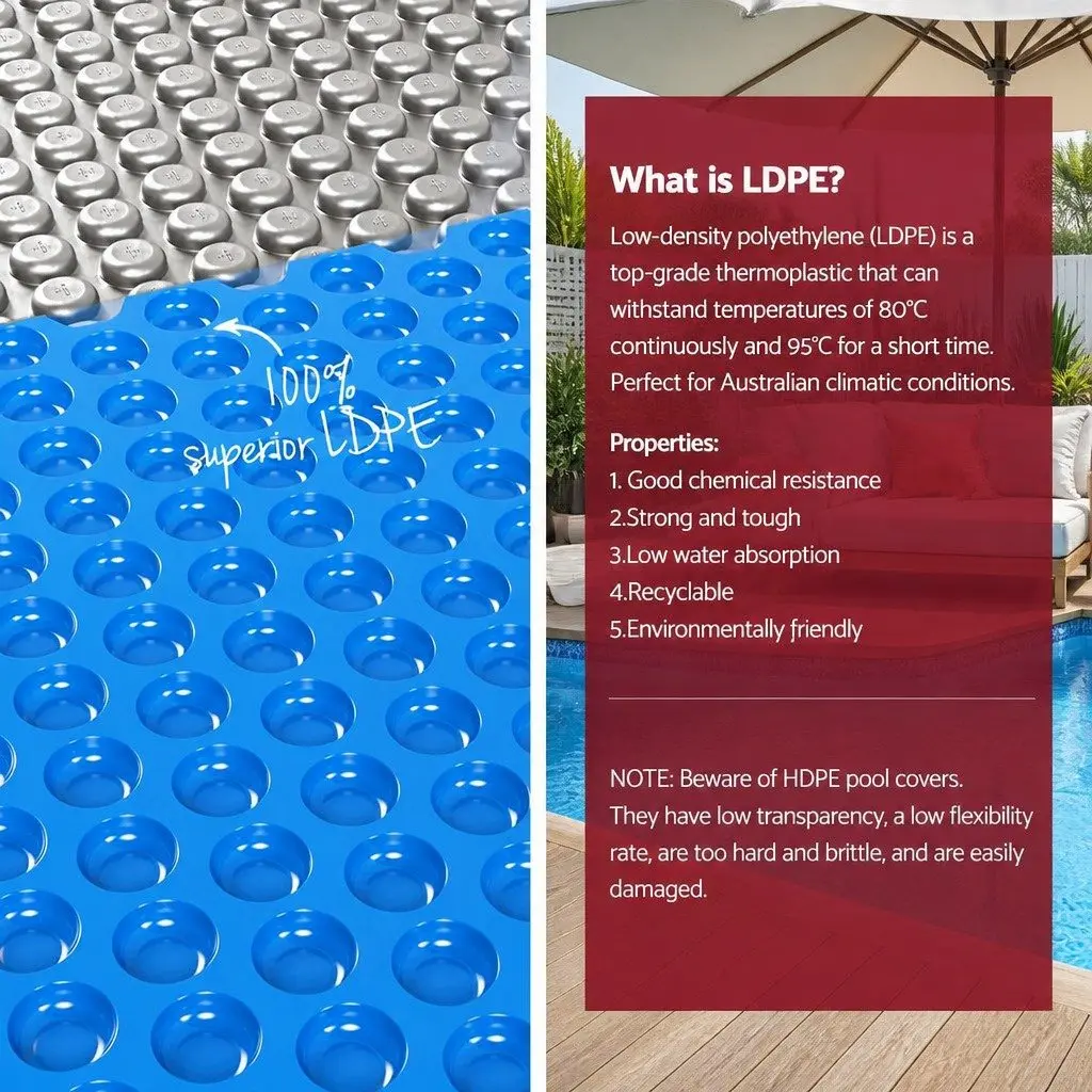 Solar Pool Cover 600 Micron Bubble Heat Blanket Blue Silver 10.5m x 4.2m