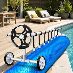 Pool Cover 11x4.8m Solar Blanket 500 Micron Blue with Aluminium Roller System