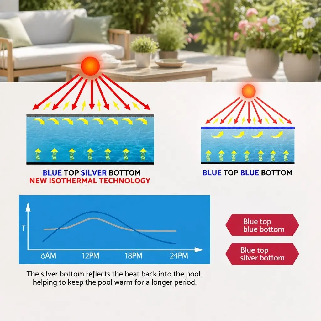Pool Solar Blanket Cover 11m x 4.8m Blue Silver Isothermal Heat Trap 500 Micron