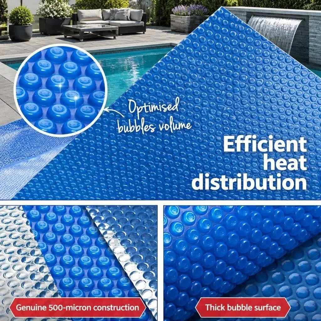 Solar Pool Cover 11x4.8m 500 Micron Blue Heat Retention Swimming Blanket