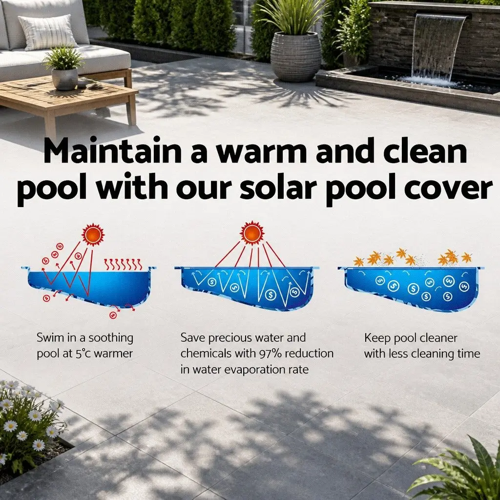 Solar Pool Cover 11x4.8m 500 Micron Blue Heat Retention Swimming Blanket