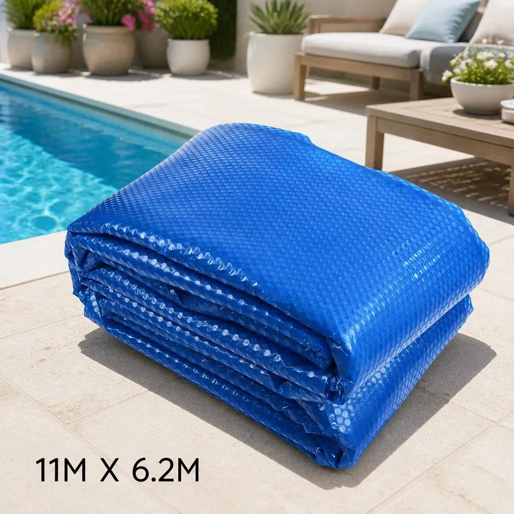 Pool Cover Solar Blanket Isothermal Blue Silver 11M x 6.2M 400 Micron for Swimming Pool Heating and Maintenance