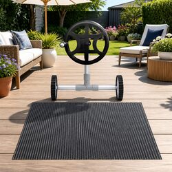 Solar Pool Cover 6.5m x 3m 600 Micron with Aluminium Roller Crank Wheel Black