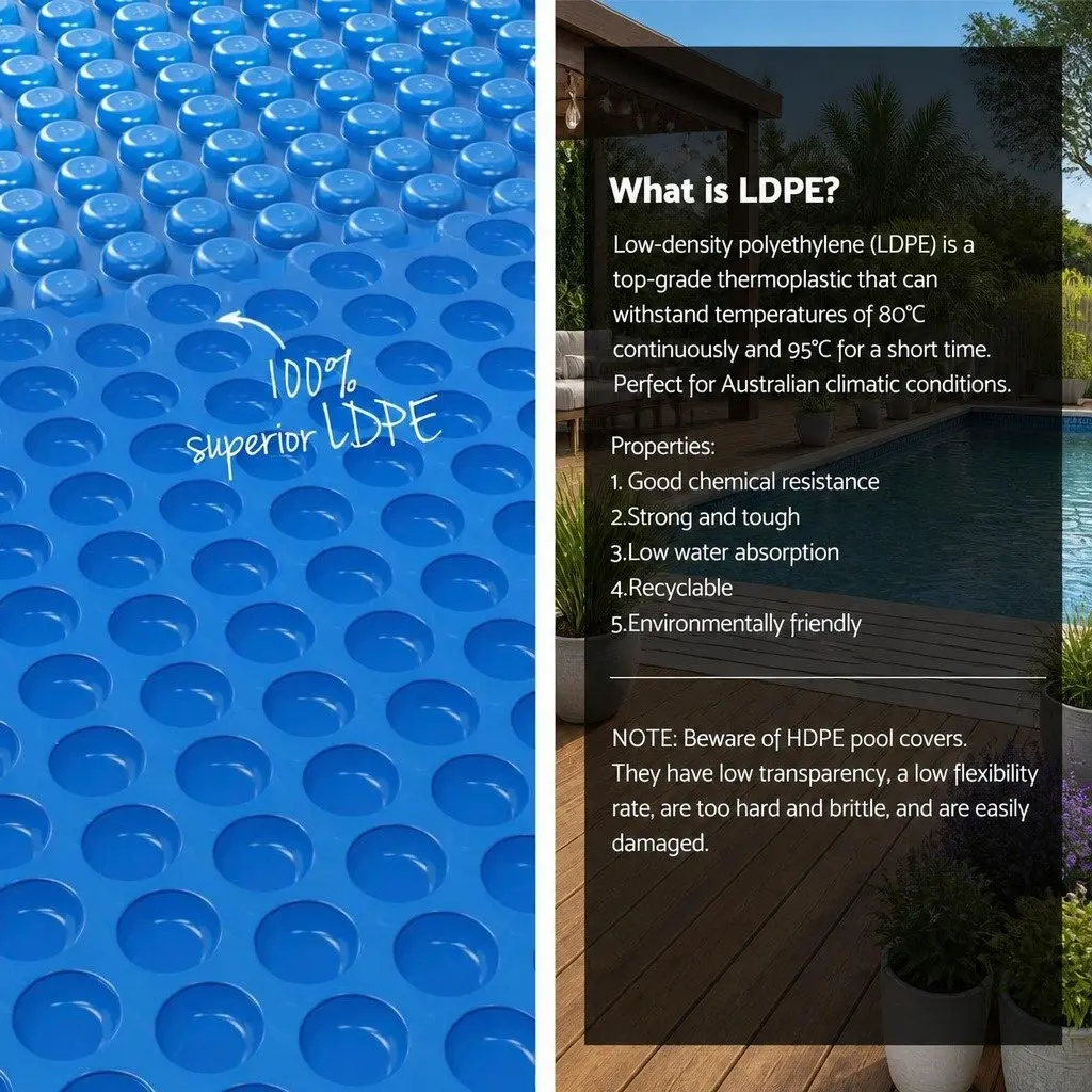 Pool Cover Solar Blanket 6.5m x 3m Blue 600 Micron with Aluminium Roller Crank Wheel