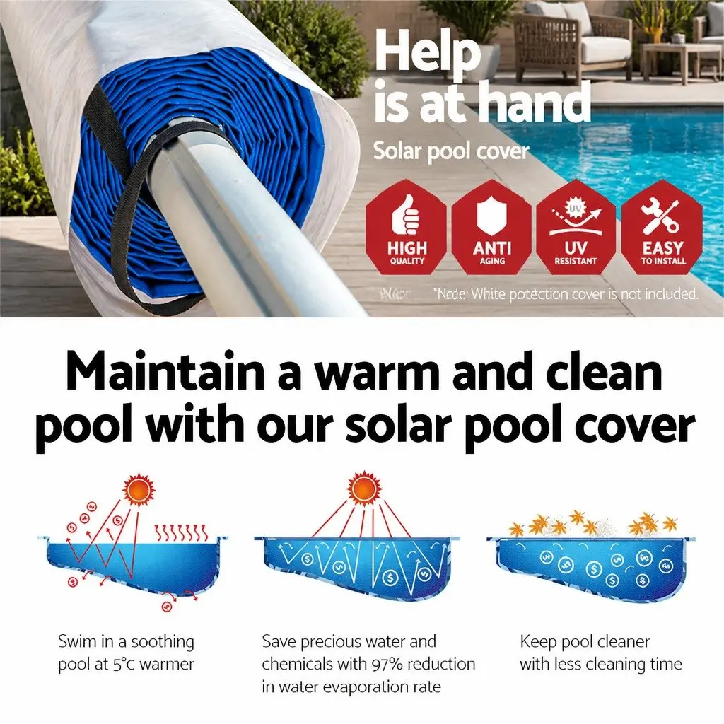 6.5x3m Solar Pool Cover with Robust Aluminium Roller