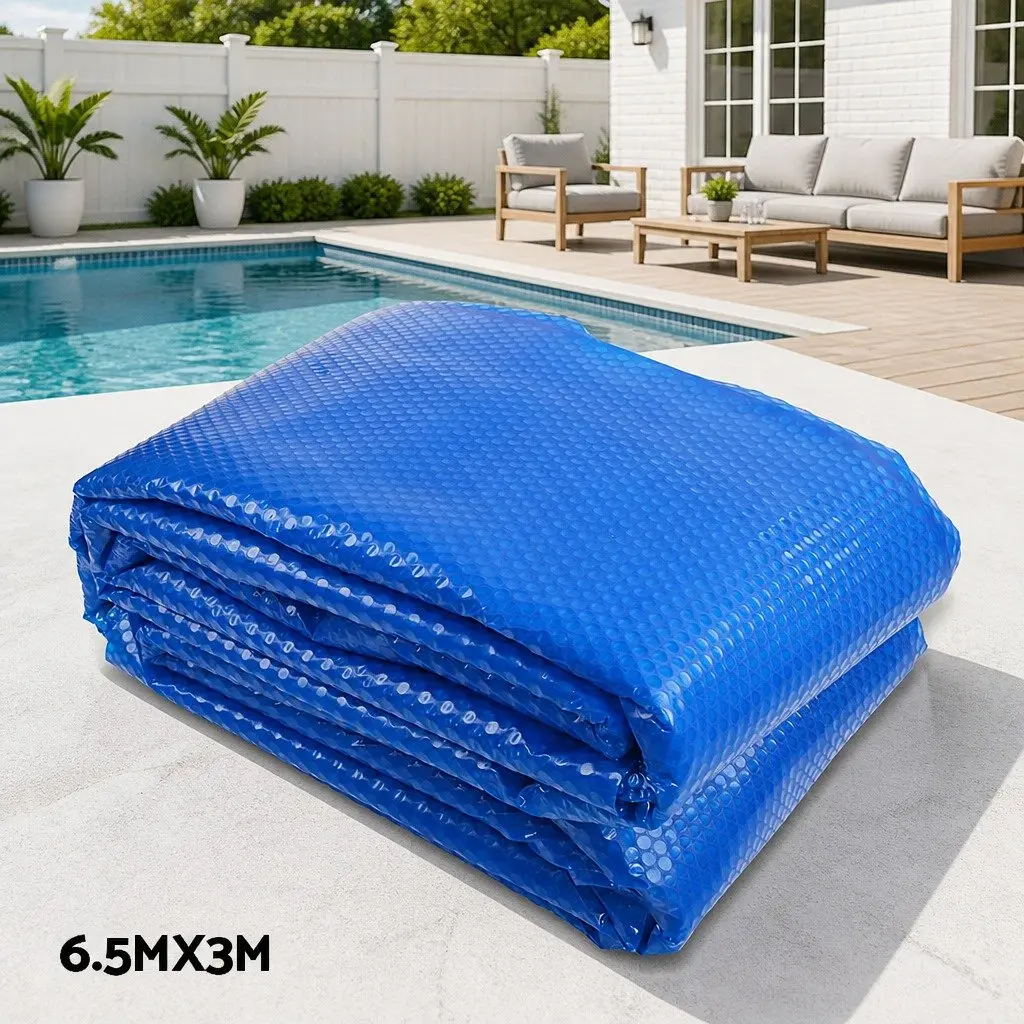 Pool Cover 6.5x3m 500 Micron Solar Blanket Roller Blue Silver Swimming Pool