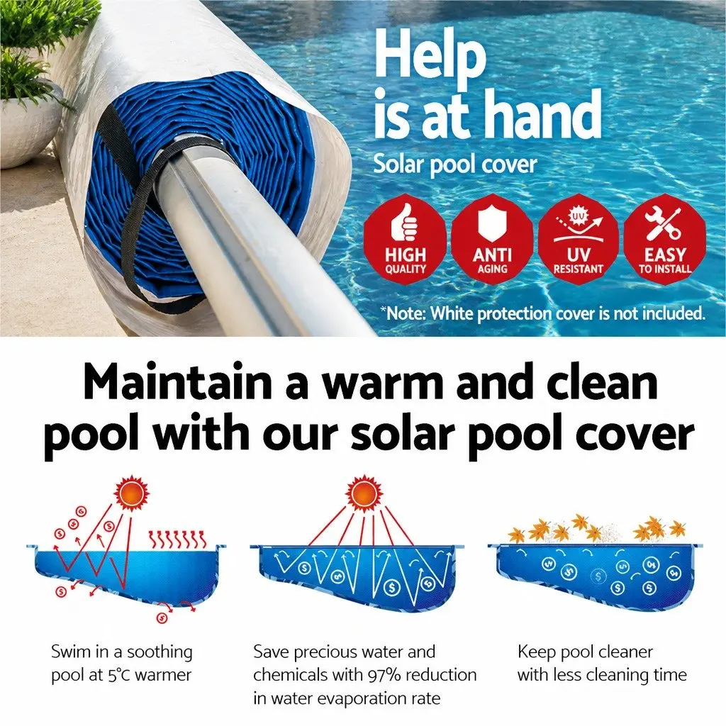 Pool Cover 6.5x3m Solar Blanket with Aluminium Roller 400 Micron Durable Heating