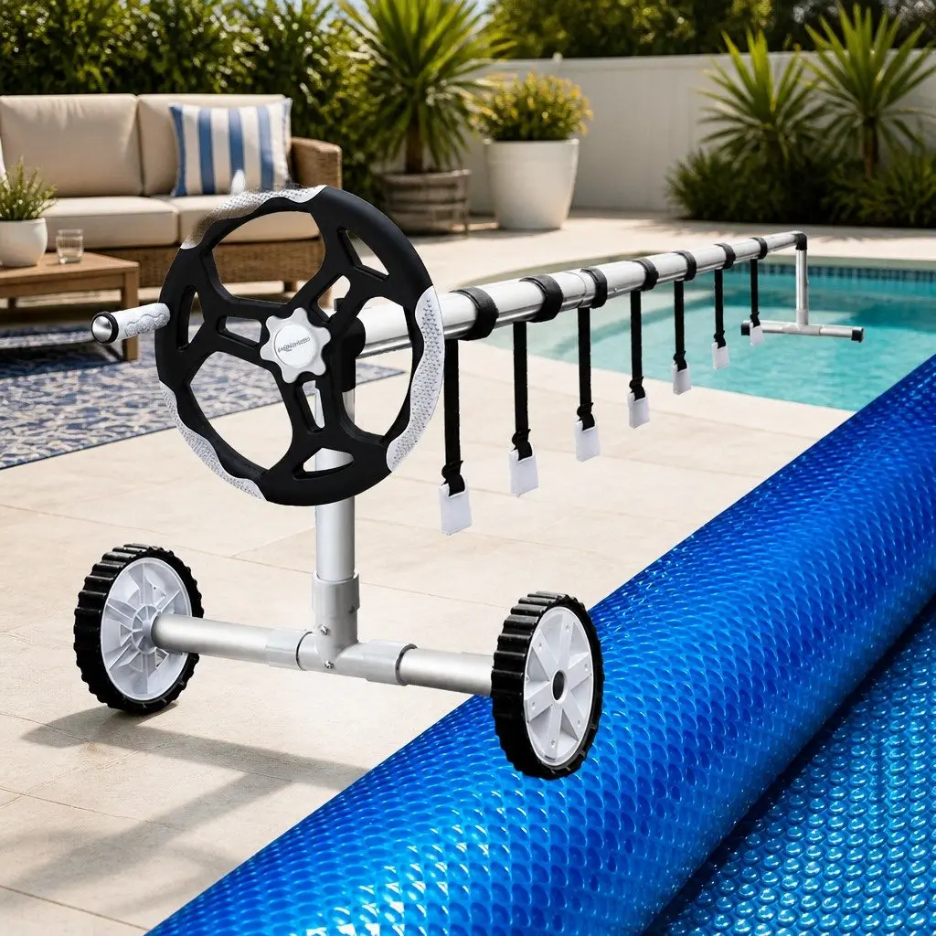 Pool Cover 6.5x3m Solar Blanket with Aluminium Roller 400 Micron Durable Heating