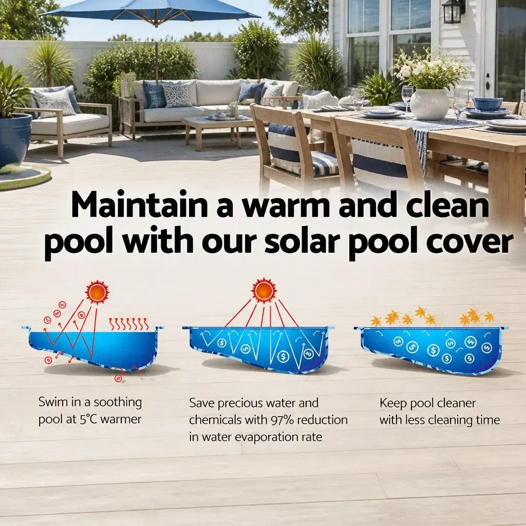 Solar Pool Cover 6.5x3m Blue Silver