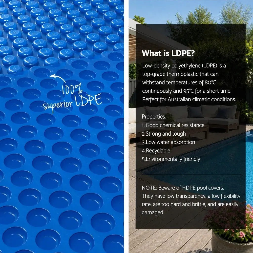 Pool Cover Solar Blanket 6.5x3m 600 Micron Bubble Blue