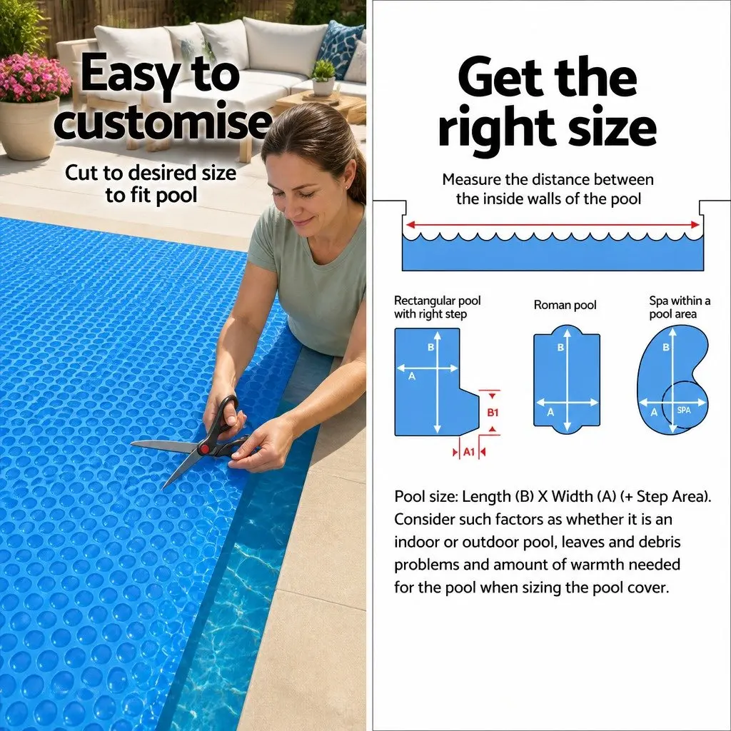 Pool Cover Solar Blanket 6.5x3m 600 Micron Bubble Blue