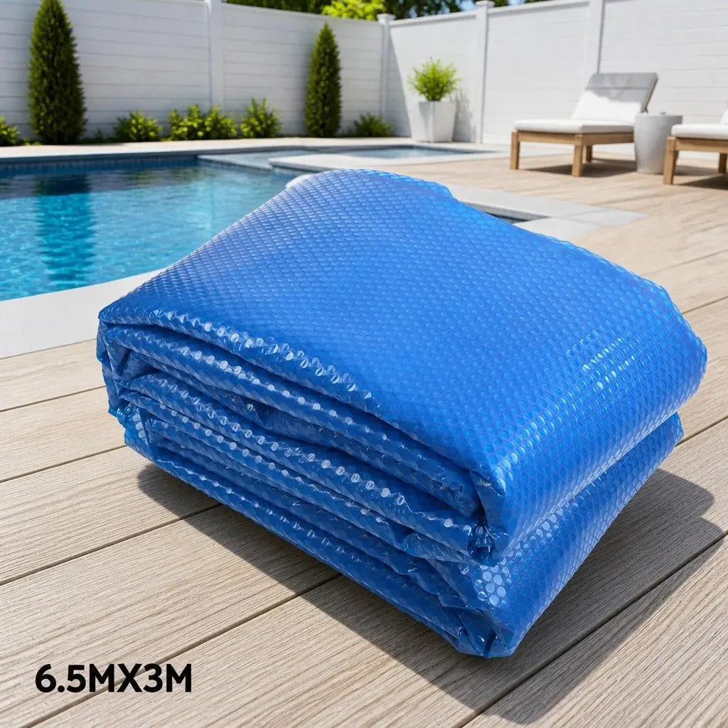 Pool Cover 6.5x3m Solar Blanket 400 Micron with Aluminium Roller 2.1-4.05m