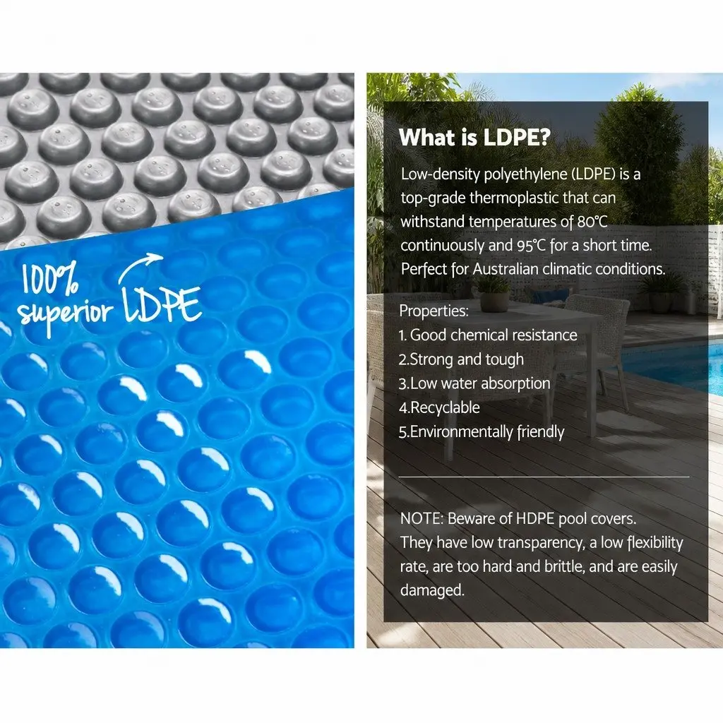 Solar Pool Cover 6.5x3m Isothermal Blue Silver 400 Micron Bubble