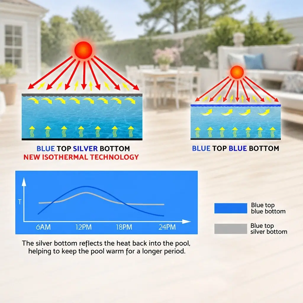 Solar Pool Cover 6.5x3m Isothermal Blue Silver 400 Micron Bubble