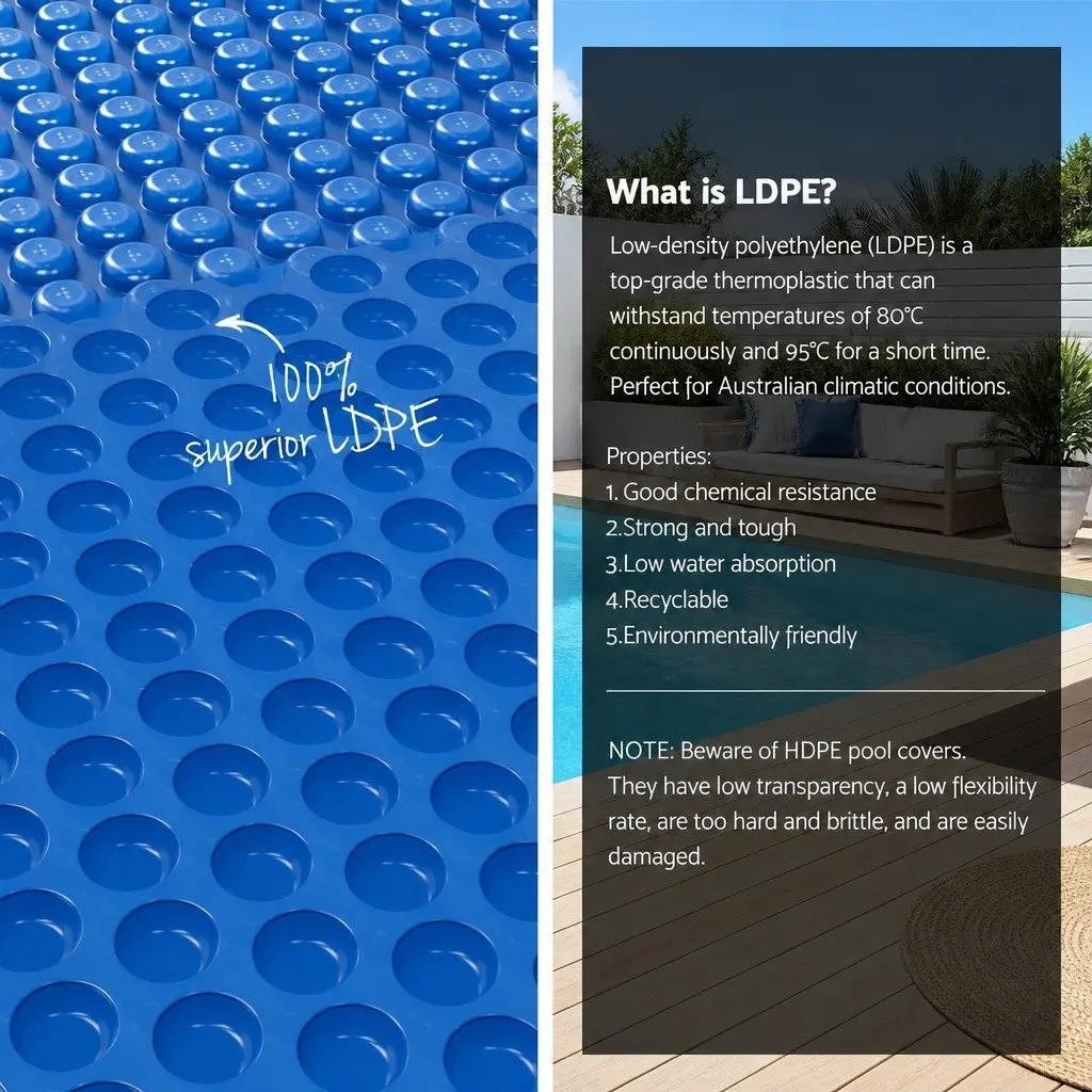 Pool Cover 7x4m Solar Blanket 600 Micron with Aluminium Roller Crank Wheel