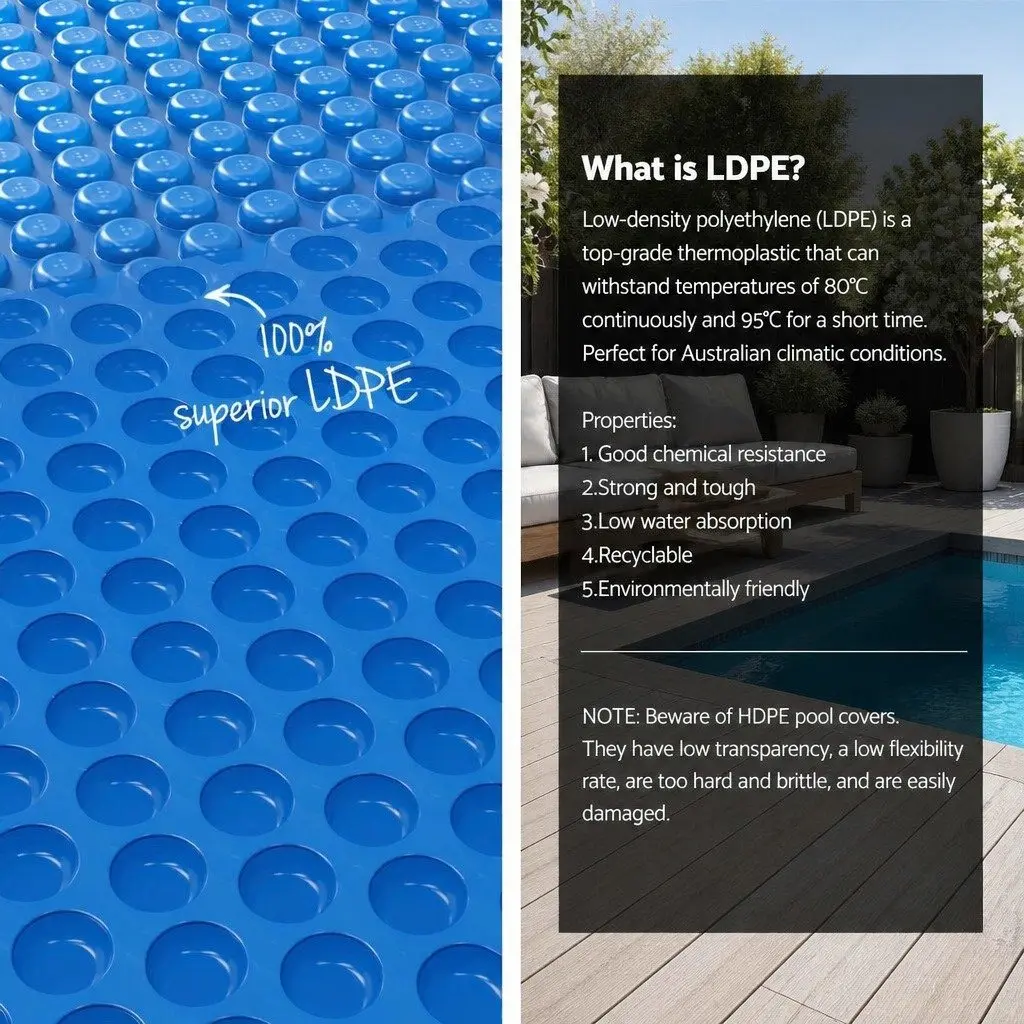 Pool Cover Solar Blanket 7x4m Blue 600 Micron with Aluminium Roller Crank System