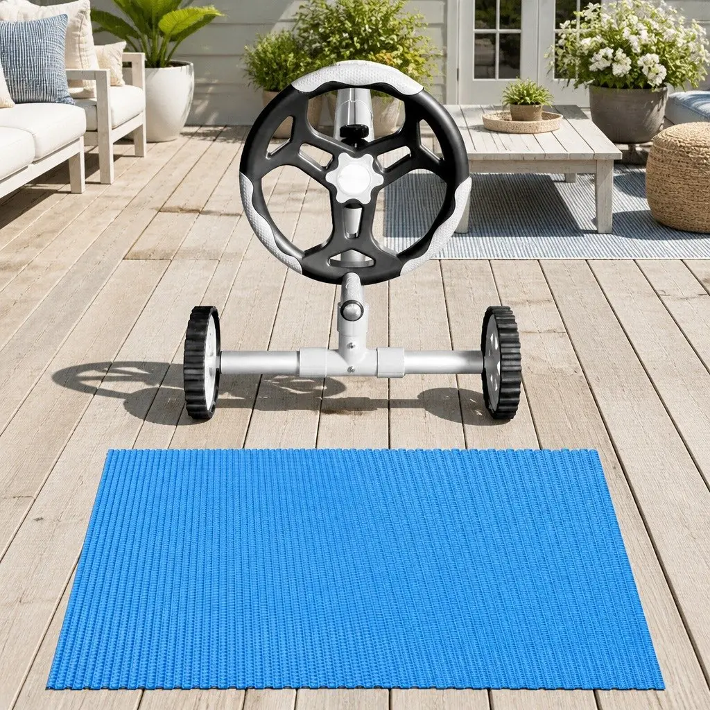Solar Pool Cover 7x4m 600 Micron with Aluminium Roller 5.55m Adjustable Swimming