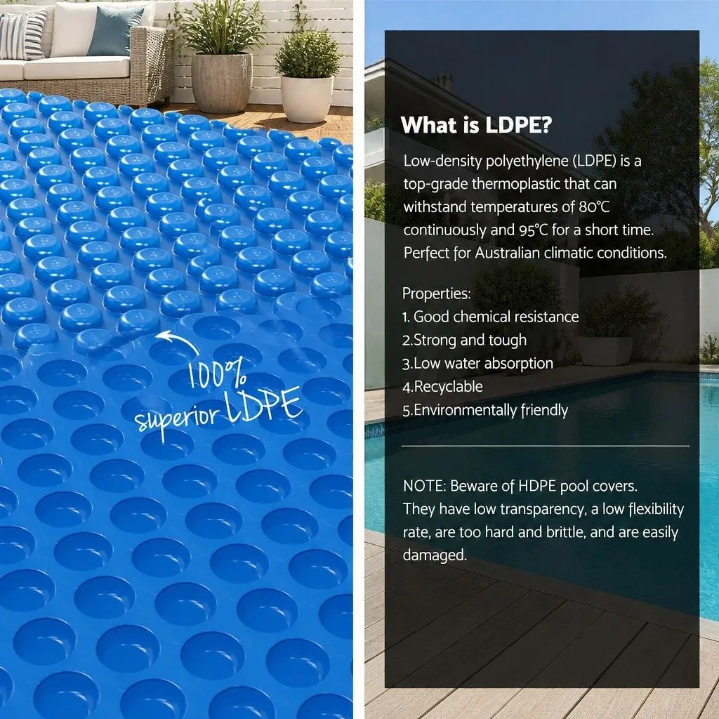 Solar Pool Cover 7x4m 600 Micron with Aluminium Roller 5.55m Adjustable Swimming