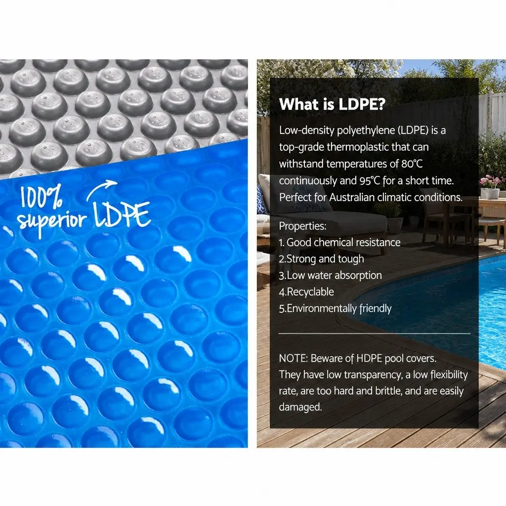 Pool Cover Solar Blanket 7x4m 500 Micron Blue and Silver with Aluminium Roller Heating System